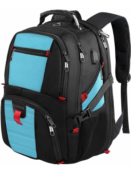 YOREPEK School Backpack, Large Travel Laptop Backpacks with USB Charging Port, TSA College Bookbag Fits 17 Inch Laptops for Men Women