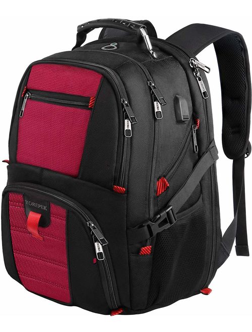 YOREPEK School Backpack, Large Travel Laptop Backpacks with USB Charging Port, TSA College Bookbag Fits 17 Inch Laptops for Men Women