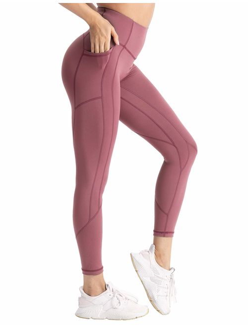 Hopgo High Waisted Workout Yoga Pants with Pockets Butt Lifting Leggings 