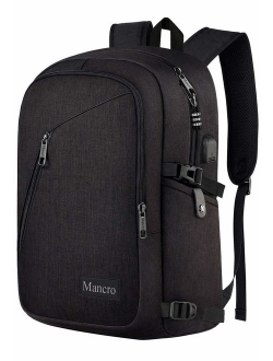 Mancro  Laptop Travel Anti Theft Slim Business Backpacks with USB Charging Port for Women and Men