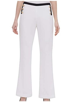 Women's Wide Leg Pant with Contrast and Buttons