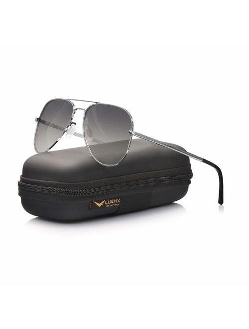 LUENX Aviator Sunglasses for Men Polarized - UV 400 Protection with case 60MM Classic Style