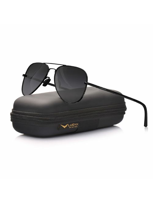 LUENX Aviator Sunglasses for Men Polarized - UV 400 Protection with case 60MM Classic Style