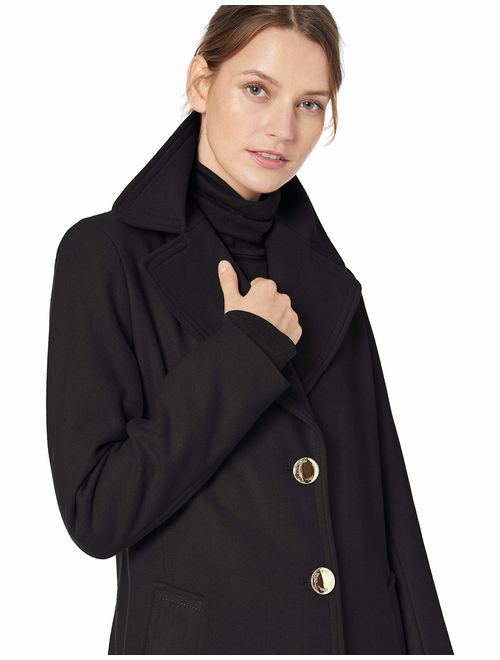 Calvin Klein Women's Single Breasted Wool Coat with Notch Collar