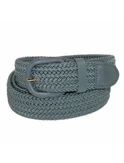 CTM Men's Elastic Braided Belt with Covered Buckle (Big and Tall Available)