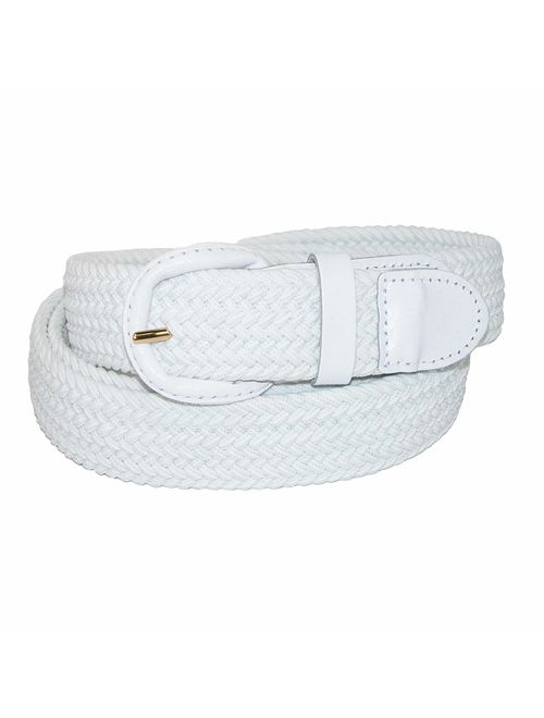 CTM Men's Elastic Braided Belt with Covered Buckle (Big and Tall Available)