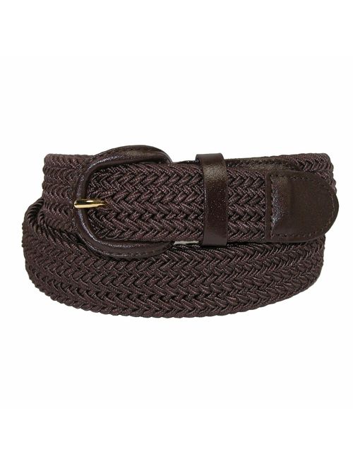 CTM Men's Elastic Braided Belt with Covered Buckle (Big and Tall Available)