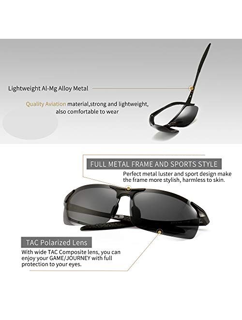 SUNGAIT Men's Polarized Sunglasses for Driving Fishing Golf Metal Frame UV400