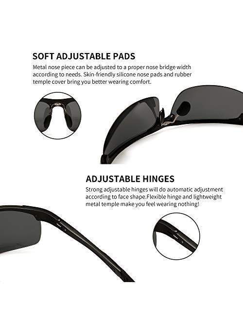 SUNGAIT Men's Polarized Sunglasses for Driving Fishing Golf Metal Frame UV400