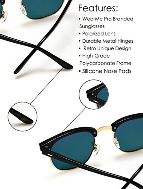 WearMe Pro - Classic Half Frame Polarized Semi-Rimless Rimmed Sunglasses