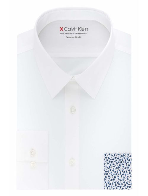 Calvin Klein Men's Dress Shirts Xtreme Slim Fit Thermal Stretch Solid