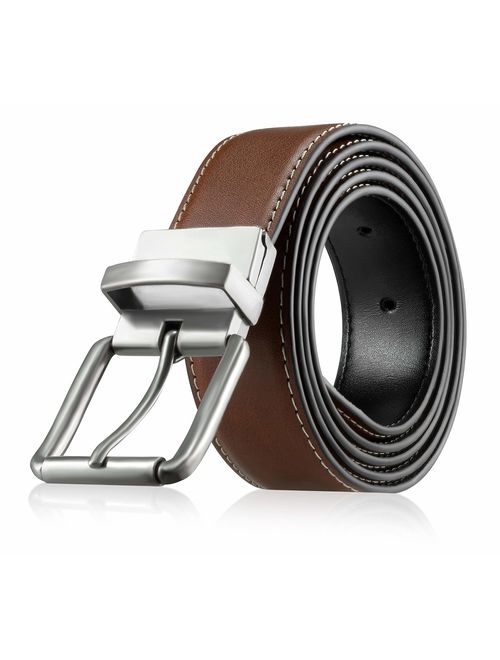 Men's Genuine Leather Dress Belt, Reversible Belt for Men Black/Brown