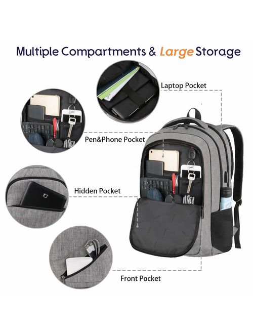 Travel Laptop Backpack,TSA Large Travel Backpack for Women Men,Business Flight Approved Carry On Backpack with USB Charger Port and Luggage Sleeve, MATEIN Durable College