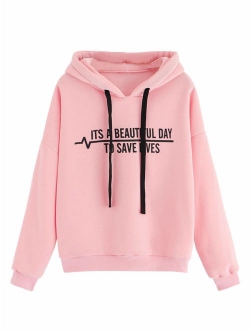 Sweatshirt Pullover Fleece Drop Shoulder Striped Hoodie