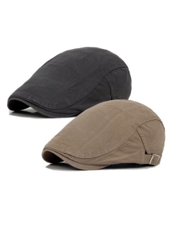 2 Pack Men's Cotton Flat Cap Ivy Gatsby Newsboy Hunting Hat