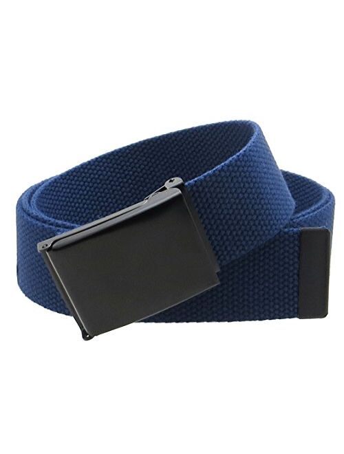 Canvas Web Belt Flip-Top Black Buckle/Tip Solid Color 50