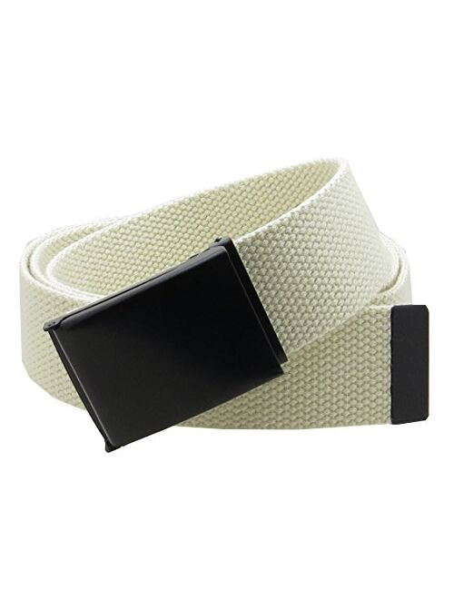 Canvas Web Belt Flip-Top Black Buckle/Tip Solid Color 50