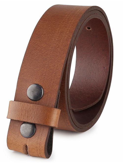 Belt for buckle men Snap on Strap top Grain One Piece Leather no buckle, Made in USA,