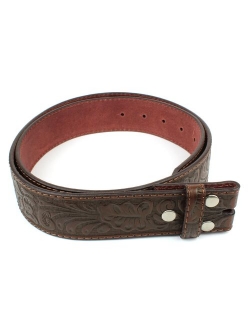 Leather Belt Strap with Embossed Western Scrollwork 1.5