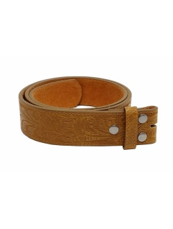 Leather Belt Strap with Embossed Western Scrollwork 1.5