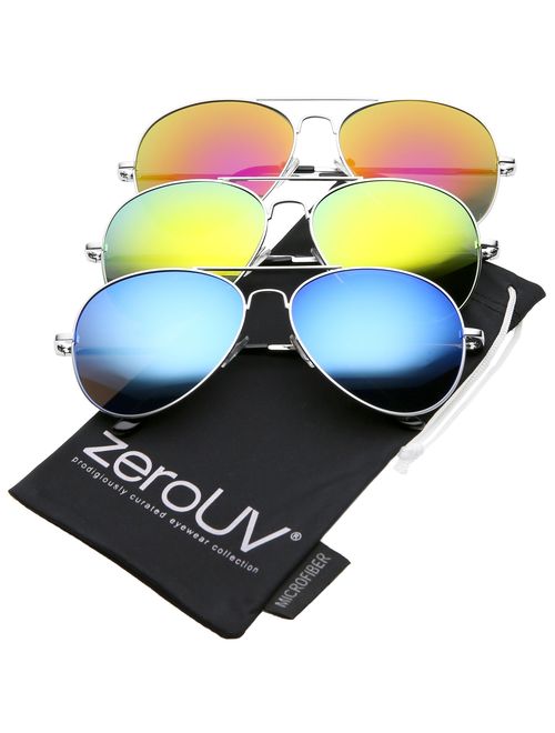 zeroUV - Premium Full Mirrored Aviator Sunglasses w/Flash Mirror Lens