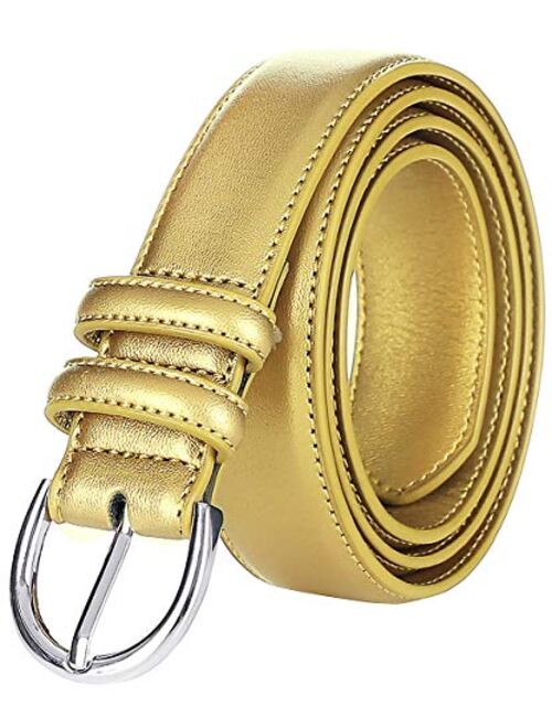 Falari Women Genuine Leather Belt Fashion Dress Belt With Single Prong Buckle 6028-31 Colors