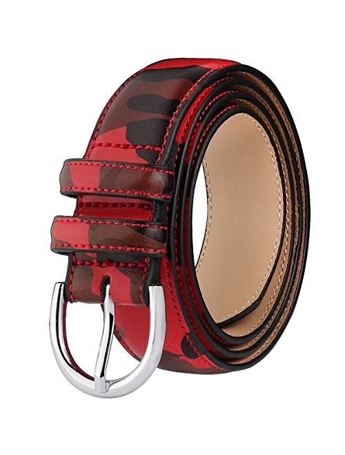 Falari Women Genuine Leather Belt Fashion Dress Belt With Single Prong Buckle 6028-31 Colors