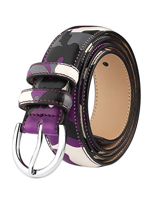 Falari Women Genuine Leather Belt Fashion Dress Belt With Single Prong Buckle 6028-31 Colors