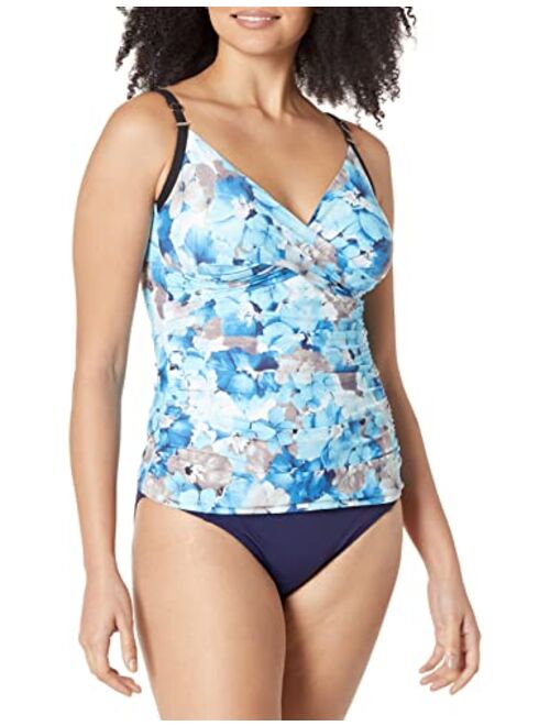 Calvin Klein Women's Solid Tankini Swimsuit Adjustable Straps Tummy Control