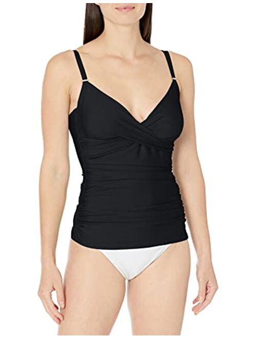 Calvin Klein Women's Solid Tankini Swimsuit Adjustable Straps Tummy Control