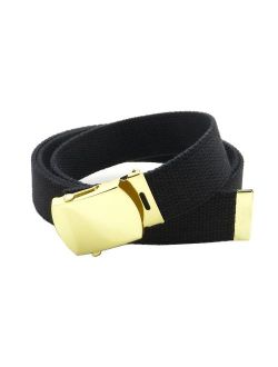 Canvas Web Belt Military Style with Brass Buckle and Tip 54 Long