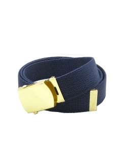 Canvas Web Belt Military Style with Brass Buckle and Tip 54