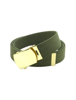 Canvas Web Belt Military Style with Brass Buckle and Tip 54