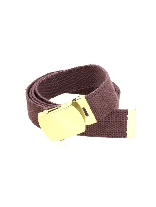 Canvas Web Belt Military Style with Brass Buckle and Tip 54