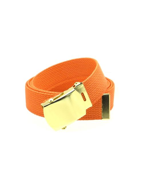 Canvas Web Belt Military Style with Brass Buckle and Tip 54