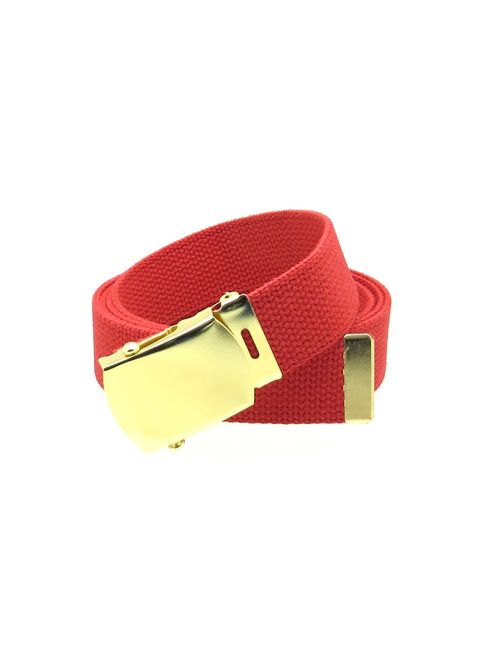 Canvas Web Belt Military Style with Brass Buckle and Tip 54