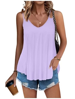 Zeagoo Women's Flowy V Neck Casual Sexy Summer Tank Top