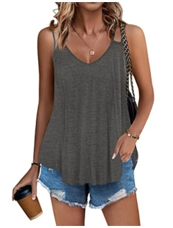 Zeagoo Women's Flowy V Neck Casual Sexy Summer Tank Top