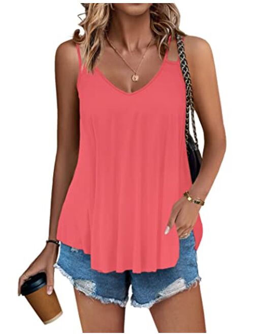 Zeagoo Women's Flowy V Neck Casual Sexy Summer Tank Top