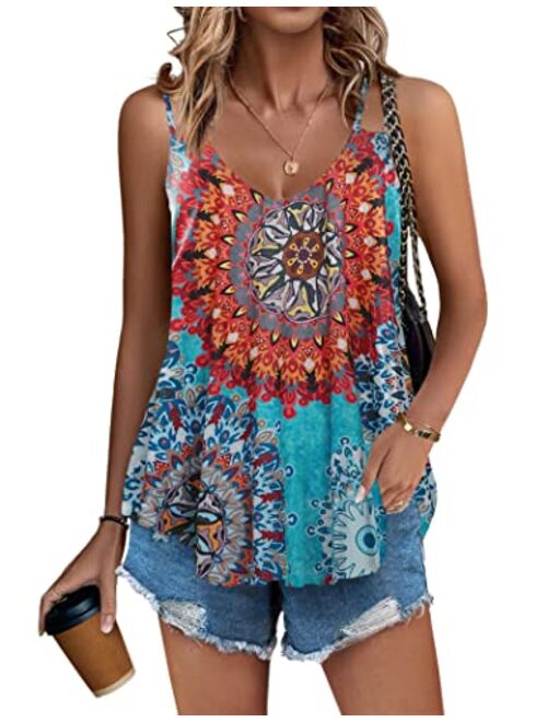 Zeagoo Women's Flowy V Neck Casual Sexy Summer Tank Top