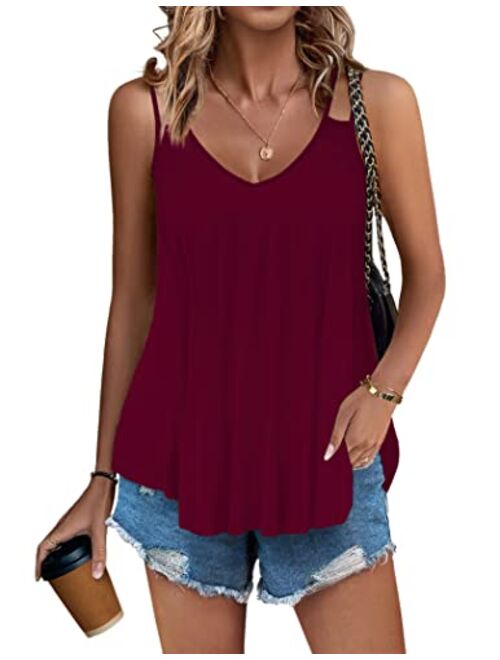 Zeagoo Women's Flowy V Neck Casual Sexy Summer Tank Top