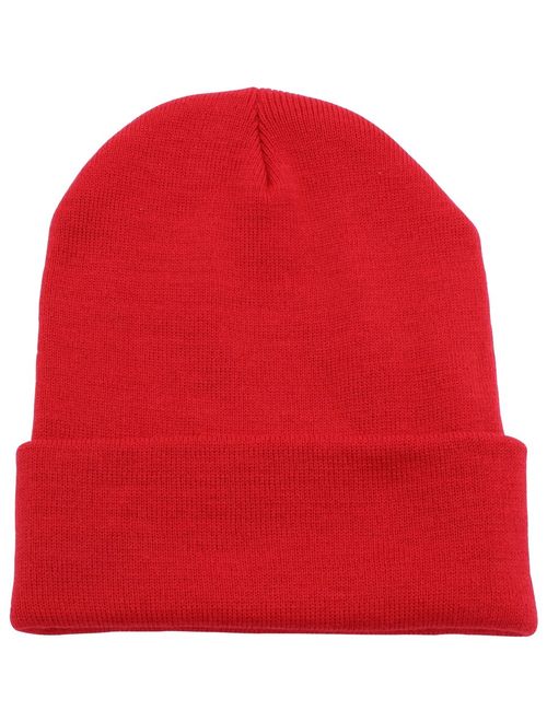 Top Level Beanie Men Women - Unisex Cuffed Plain Skull Knit Hat Cap