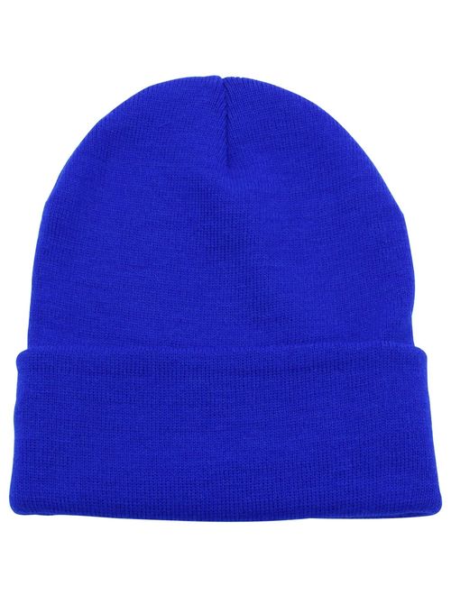 Top Level Beanie Men Women - Unisex Cuffed Plain Skull Knit Hat Cap