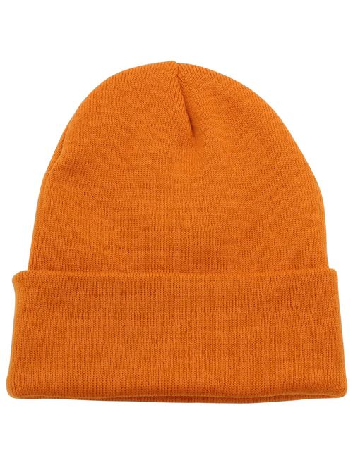 Top Level Beanie Men Women - Unisex Cuffed Plain Skull Knit Hat Cap