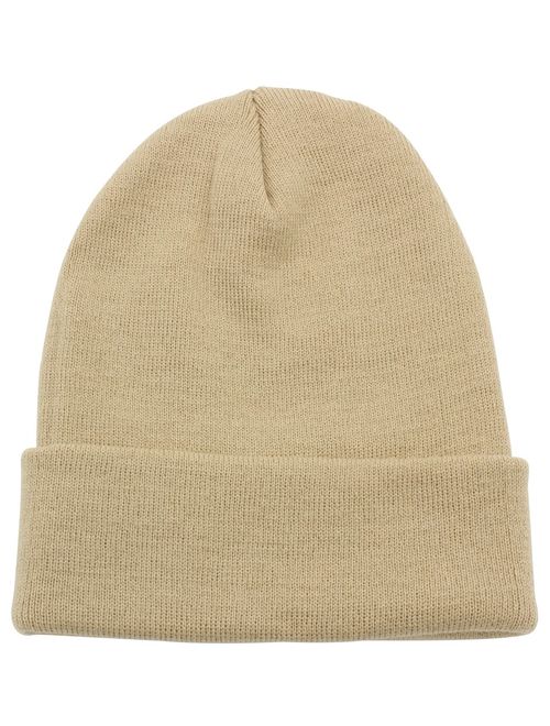 Top Level Beanie Men Women - Unisex Cuffed Plain Skull Knit Hat Cap