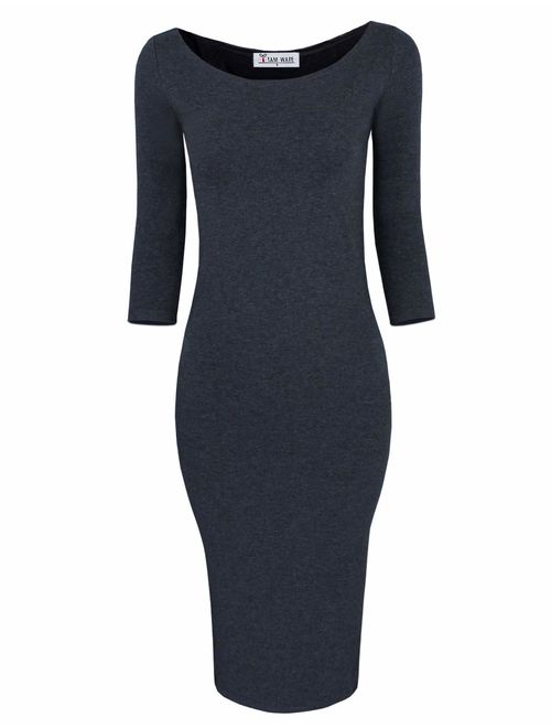 TAM WARE Womens Classic Slim Fit Bodycon Midi Dress