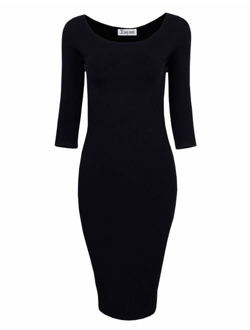 TAM WARE Womens Classic Slim Fit Bodycon Midi Dress