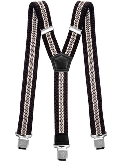 Mens Suspenders Wide Adjustable and Elastic Braces Y Shape with Very Strong Clips - Heavy Duty