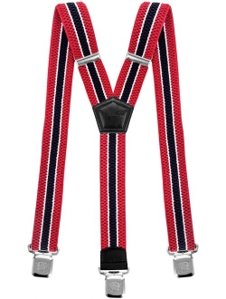 Mens Suspenders Wide Adjustable and Elastic Braces Y Shape with Very Strong Clips - Heavy Duty