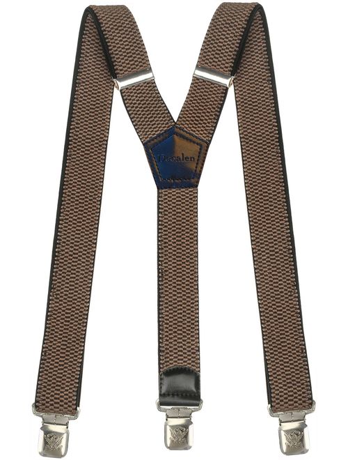 Mens Suspenders Wide Adjustable and Elastic Braces Y Shape with Very Strong Clips - Heavy Duty